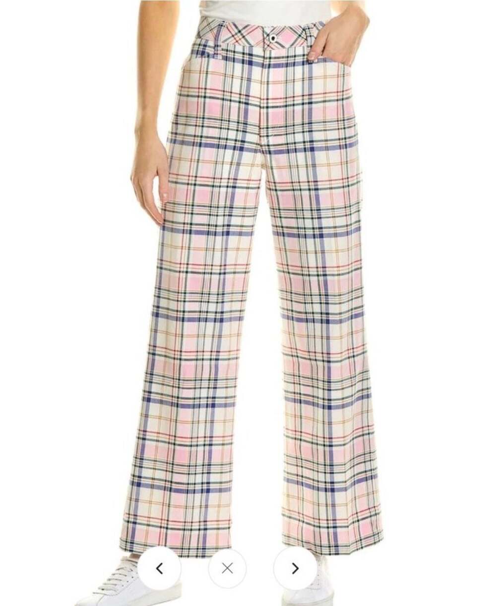 Favorite Daughter The Mischa Super High Rise Wide Straight Ankle Plaid Pants 31